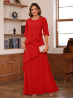 Xiomara Claire Red front view mother of the bride dress