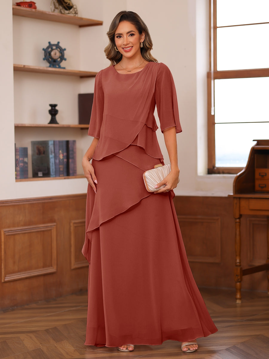 Nadine rust front view mother of the bride dress