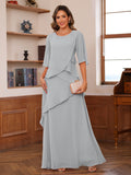 Xiomara Claire Silver front view mother of the bride dress