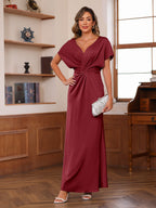 Yseult Dawn Burgundy back view mother of the bride dress