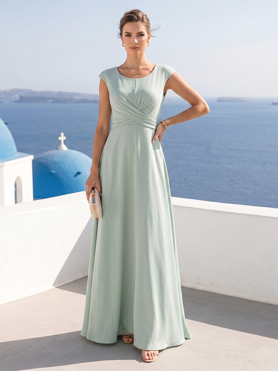 Fiorella Sage Green front view wedding guest dress