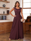 Fiorella Burgundy front view wedding guest dress