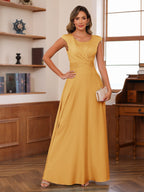 Fiorella Gold front view wedding guest dress