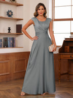 Fiorella Grey front view wedding guest dress
