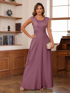 Alana Rose Plum front view mother of the bride dress
