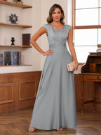 Fiorella Steel Grey front view wedding guest dress