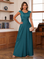 Fiorella Teal front view wedding guest dress