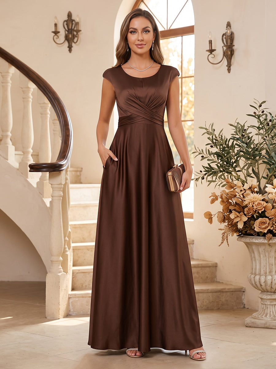 Seraphina Dove Brown front view mother of the bride dress