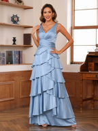 Cecilia Mae Dusty Blue fabric detail mother of the bride dress