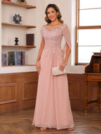 Isaline dusty rose front view mother of the bride dress