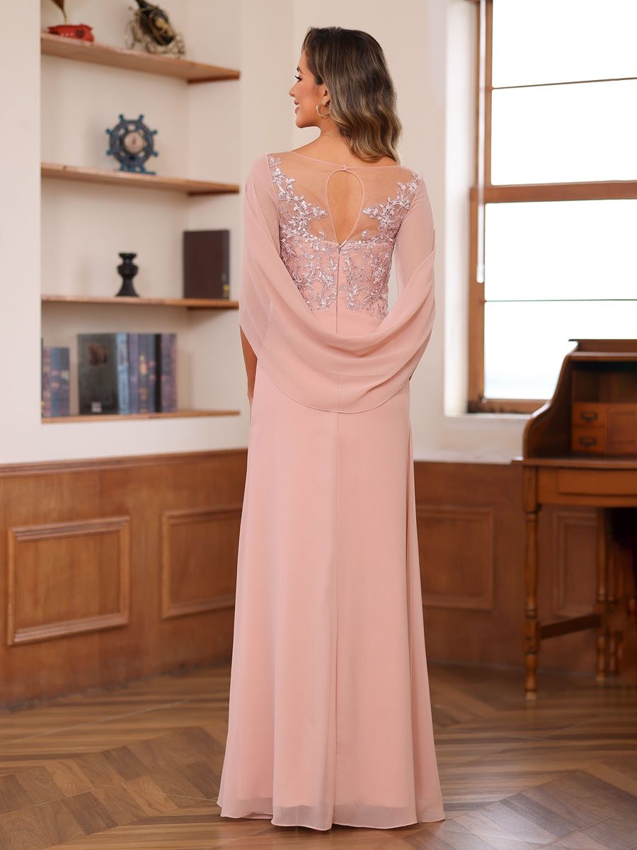 Marguerite Wren Dusty Rose back view mother of the bride dress