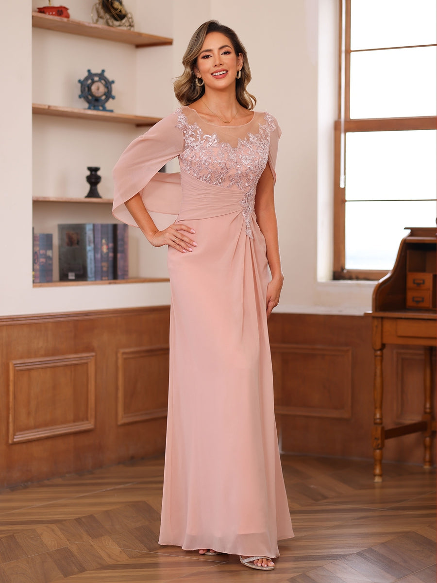 Isaline dusty rose hem detail mother of the bride dress