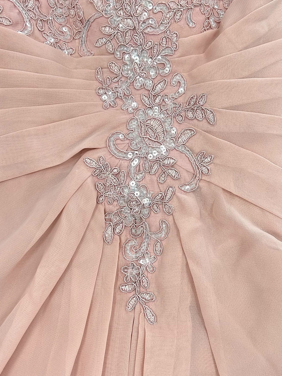Marguerite Wren Dusty Rose side view mother of the bride dress