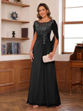 Marguerite Wren Black front view mother of the bride dress