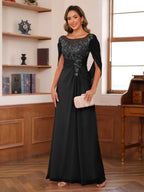 Marguerite Wren Black front view mother of the bride dress