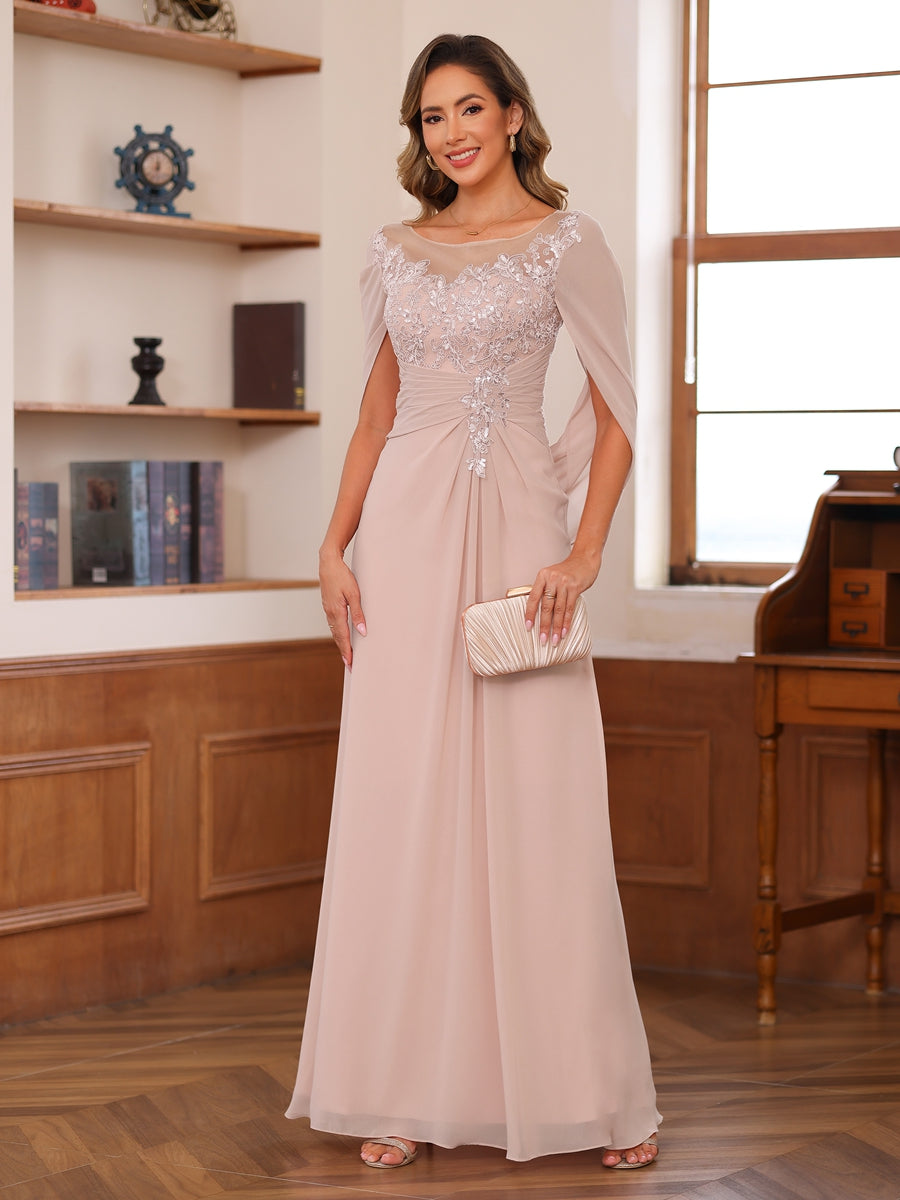 Isaline blush front view mother of the bride dress