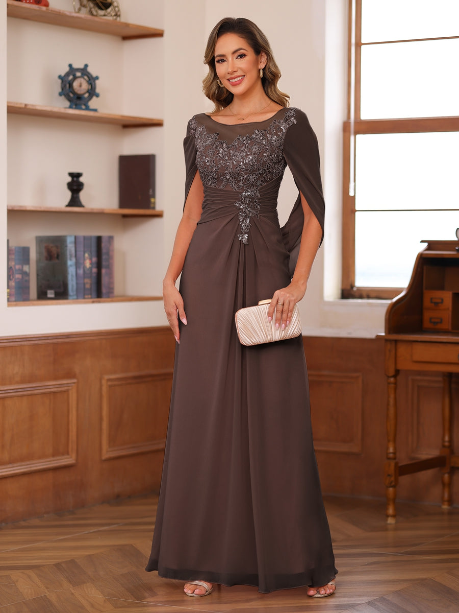 Isaline brown front view mother of the bride dress