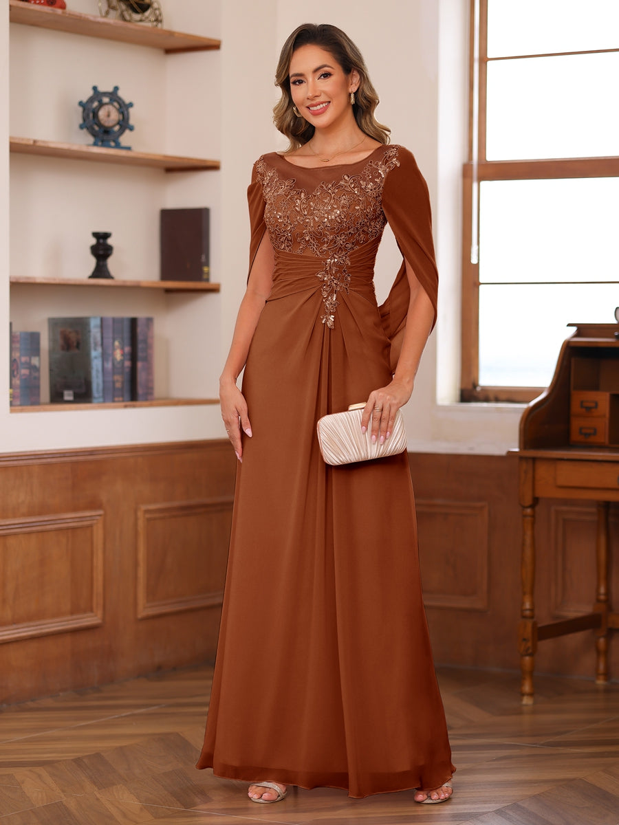 Marguerite Wren Burnt Orange front view mother of the bride dress