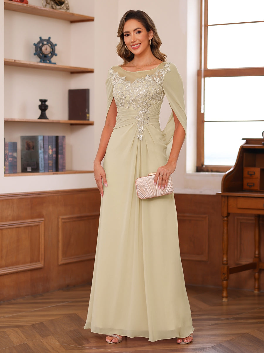 Marguerite Wren Champagne back view mother of the bride dress