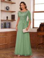 Isaline sage green alternate front view 2 mother of the bride dress