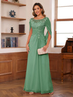 Isaline eucalyptus front view mother of the bride dress