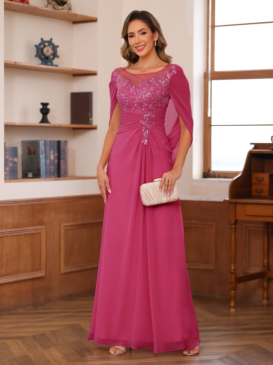 Marguerite Wren Fuchsia front view mother of the bride dress