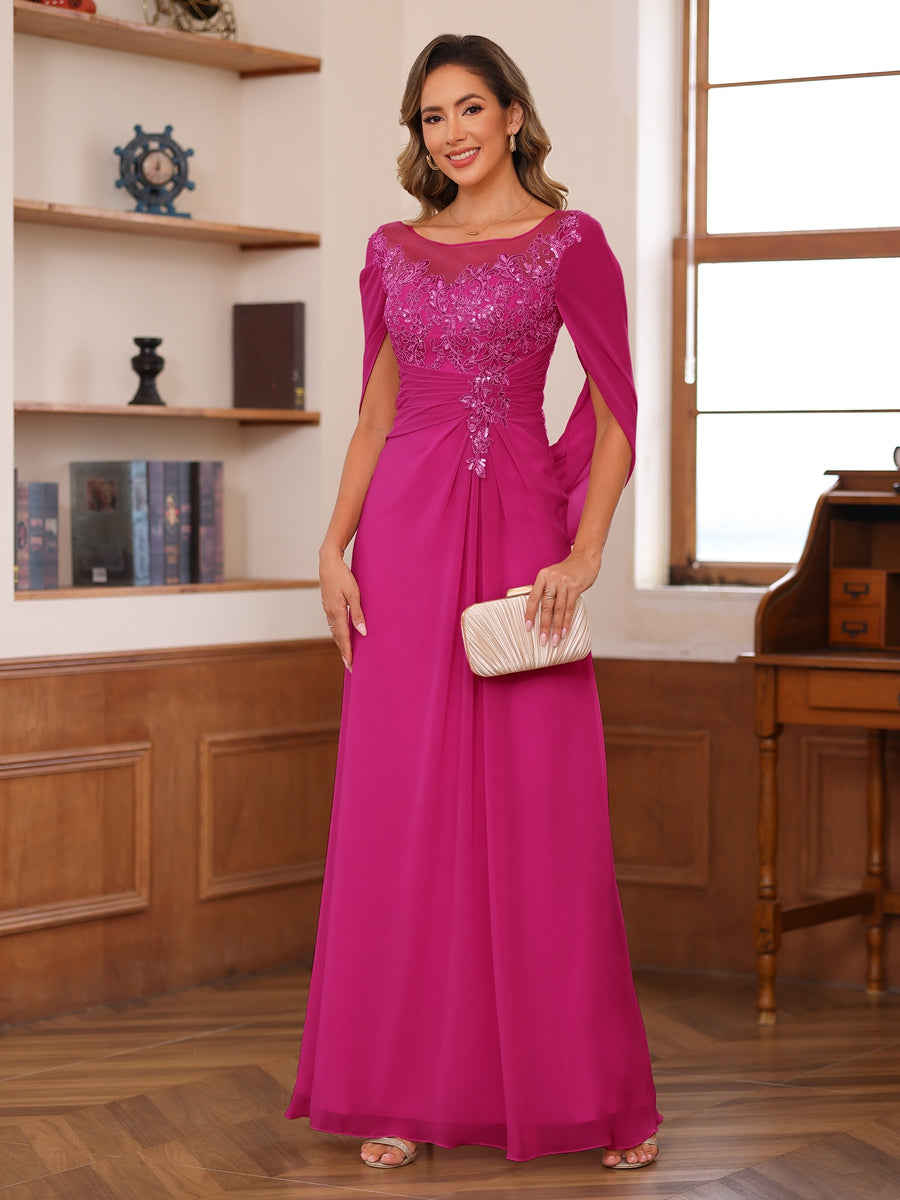 Marguerite Wren Fuchsia back view mother of the bride dress
