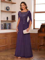 Isaline grape front view mother of the bride dress