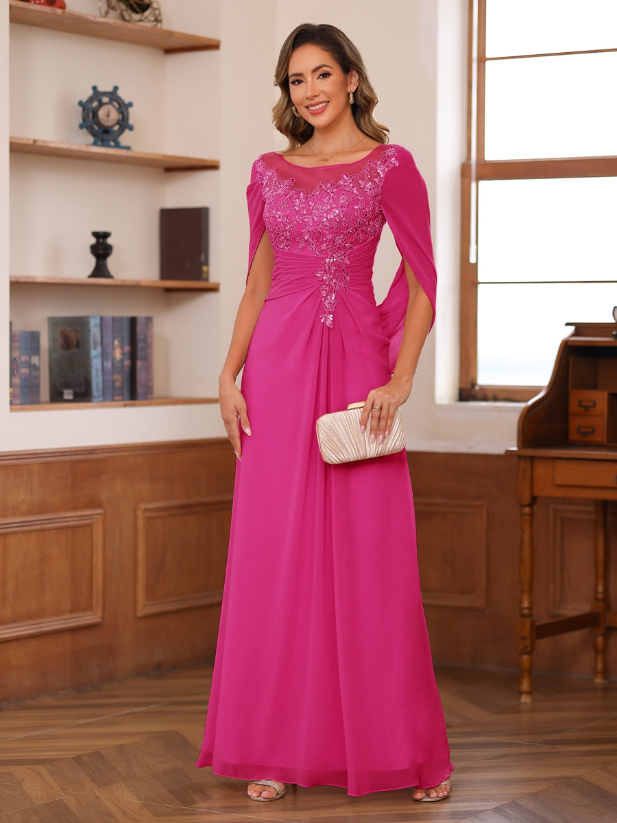 Isaline hot pink alternate front view 2 mother of the bride dress