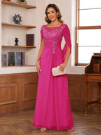 Marguerite Wren Hot Pink front view mother of the bride dress