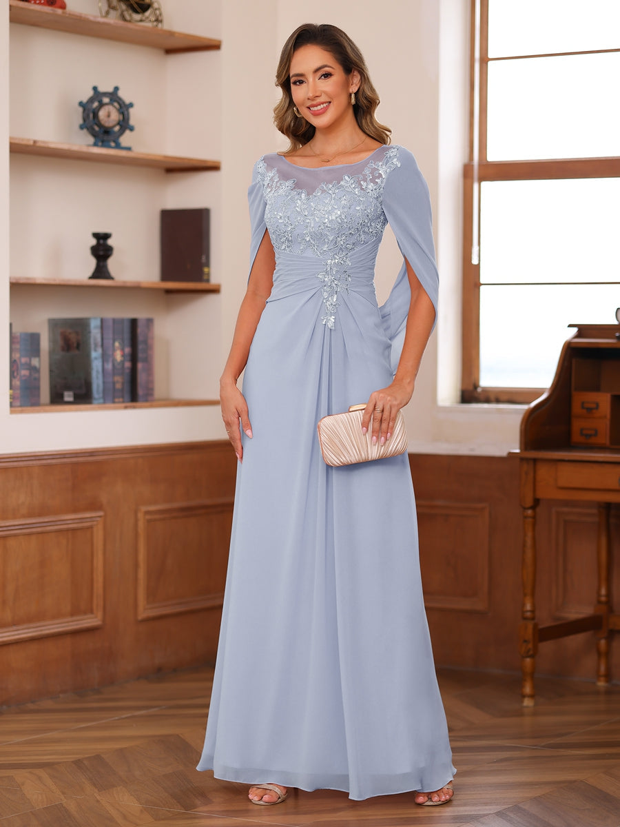 Marguerite Wren Lavender front view mother of the bride dress