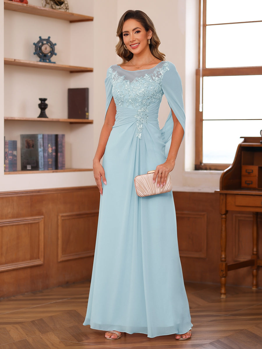 Isaline sky blue front view mother of the bride dress