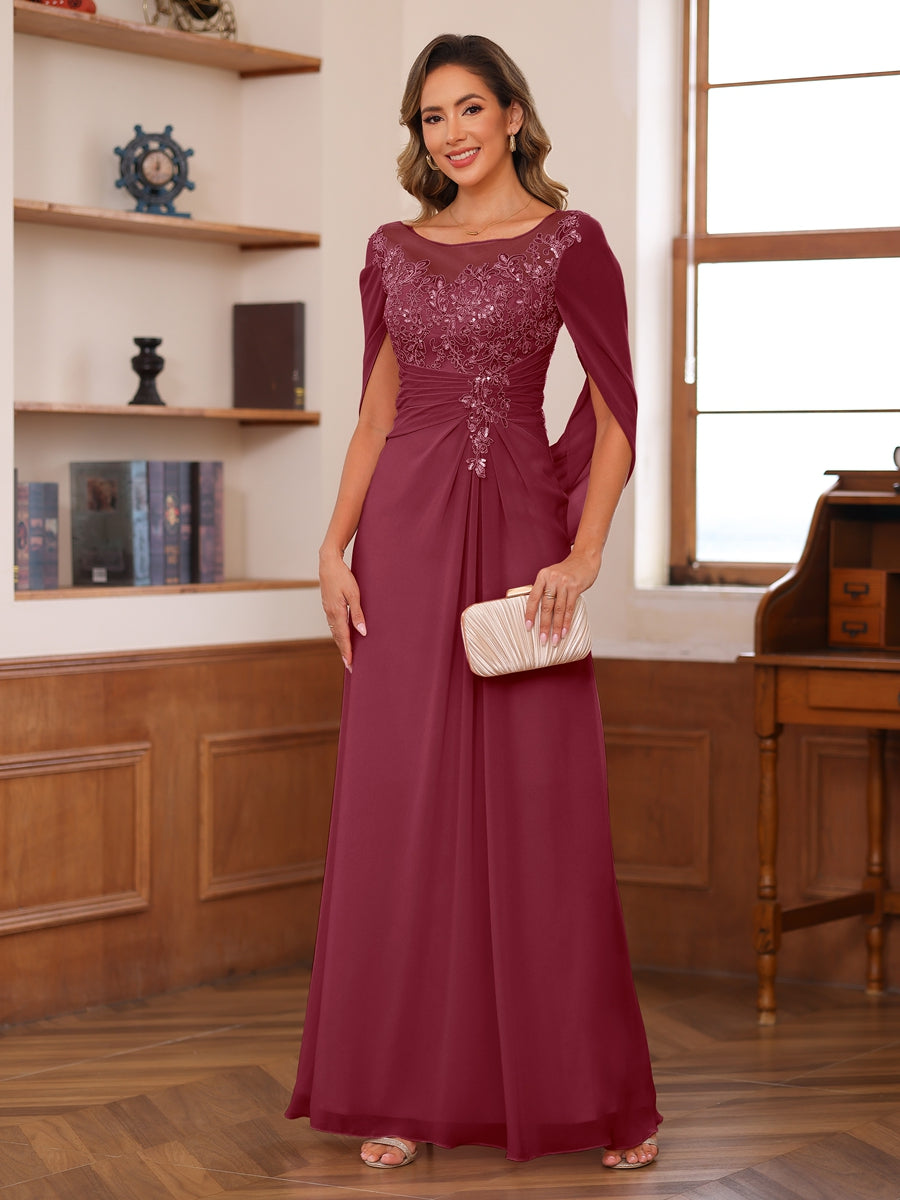 Isaline burgundy alternate front view 2 mother of the bride dress