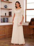 Marguerite Wren Champagne front view mother of the bride dress