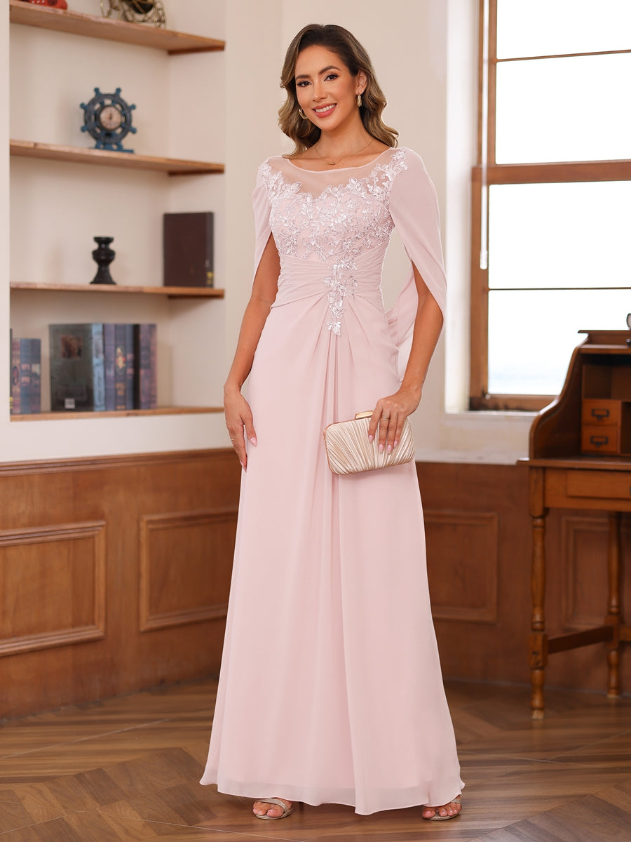 Isaline pearl pink front view mother of the bride dress