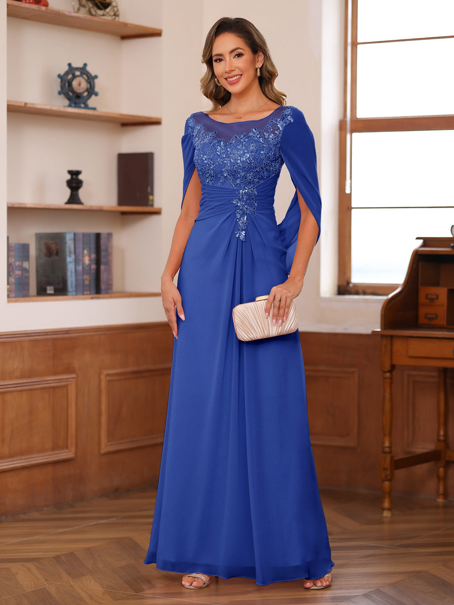 Marguerite Wren Royal Blue back view mother of the bride dress