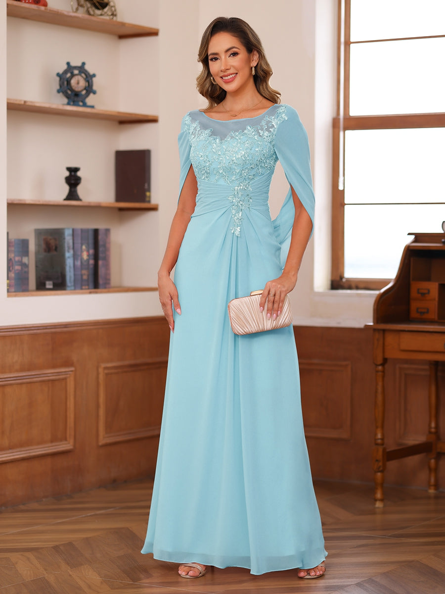 Isaline sky blue alternate front view 2 mother of the bride dress