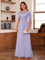 Marguerite Wren Lilac back view mother of the bride dress