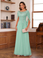 Isaline mint green front view mother of the bride dress