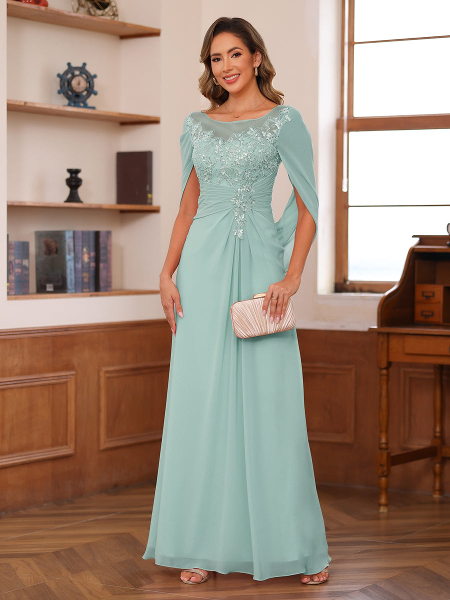 Isaline pool blue alternate front view 2 mother of the bride dress
