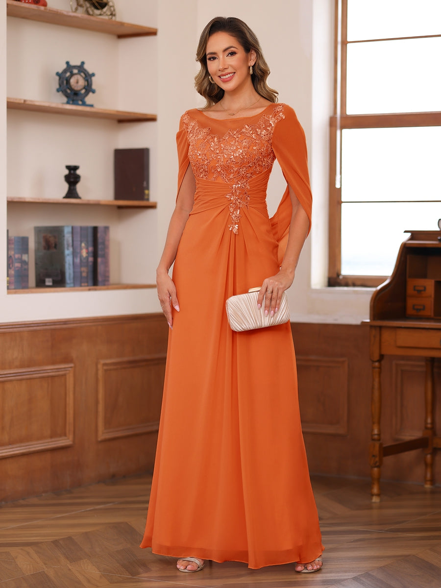Isaline orange front view mother of the bride dress