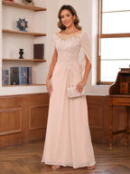Marguerite Wren Pearl Pink back view mother of the bride dress