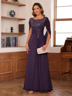 Isaline plum alternate front view 2 mother of the bride dress