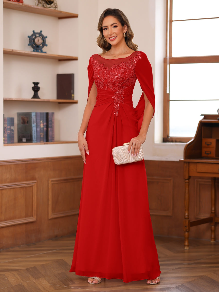 Isaline red front view mother of the bride dress