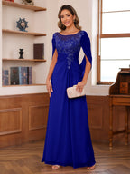 Marguerite Wren Royal Blue side view mother of the bride dress