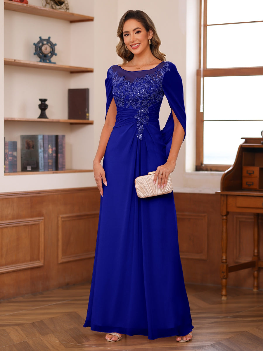 Marguerite Wren Royal Blue side view mother of the bride dress
