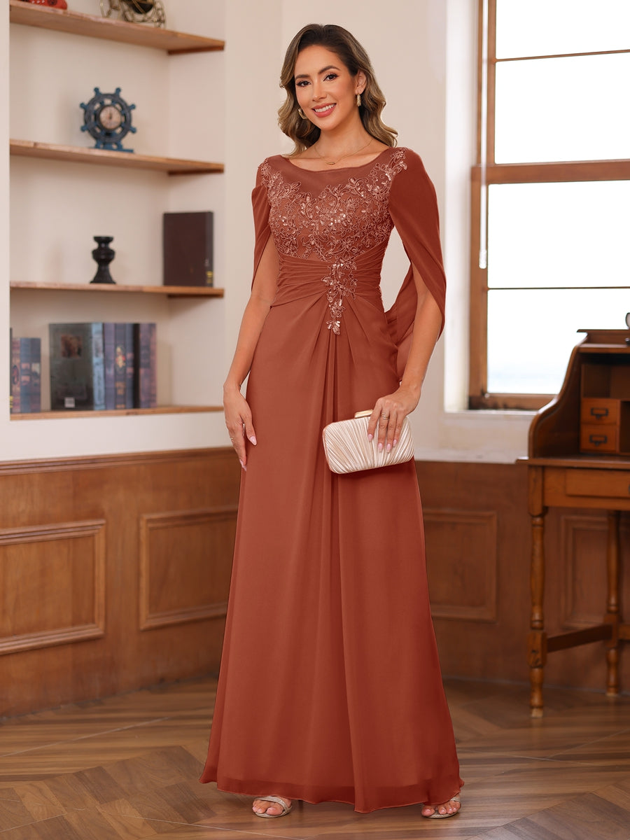 Isaline rust front view mother of the bride dress