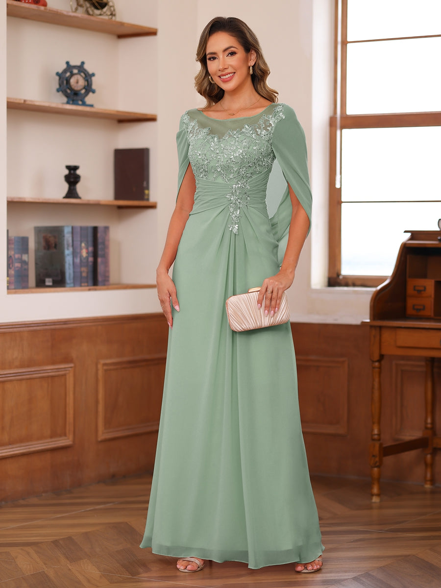 Isaline sage green front view mother of the bride dress