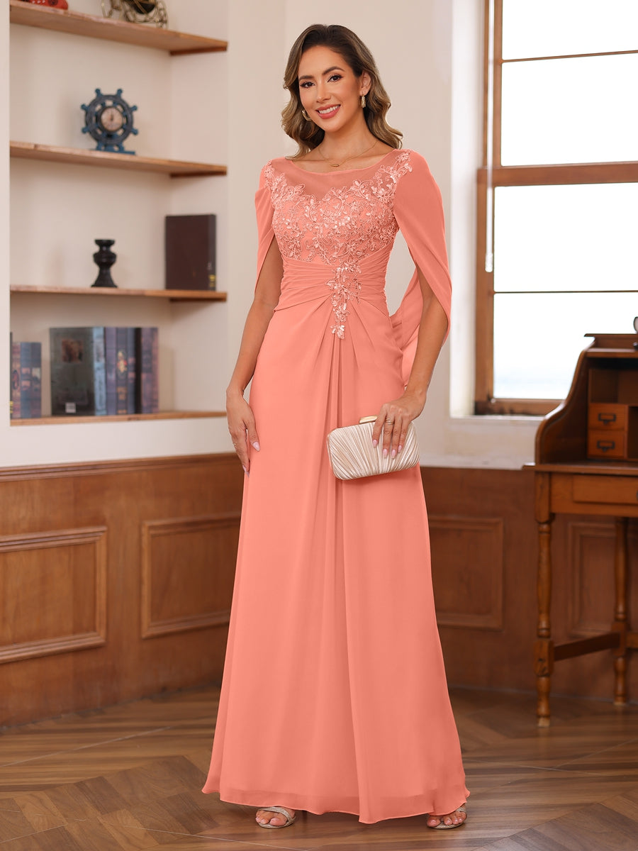 Marguerite Wren Coral back view mother of the bride dress