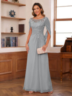 Isaline silver front view mother of the bride dress